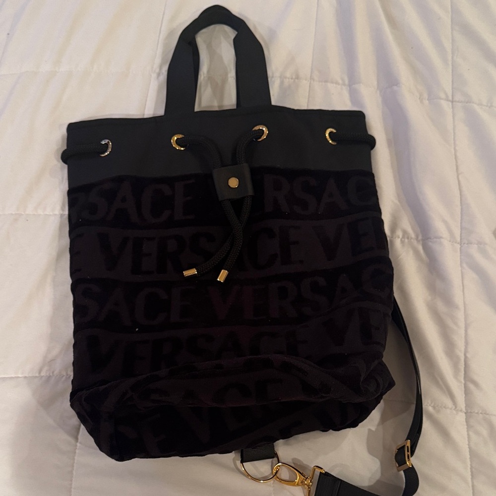 Versace Black Tote with Gold Accents